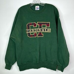 Vintage Jerzees Chippewa Falls Cardinals, Wisconsin Green Crewneck Sweatshirt L